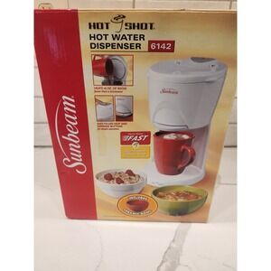 Sunbeam Hot Shot Water Dispenser 6142 White 16oz Heats Fast W/Ceramic Bowl NEW!